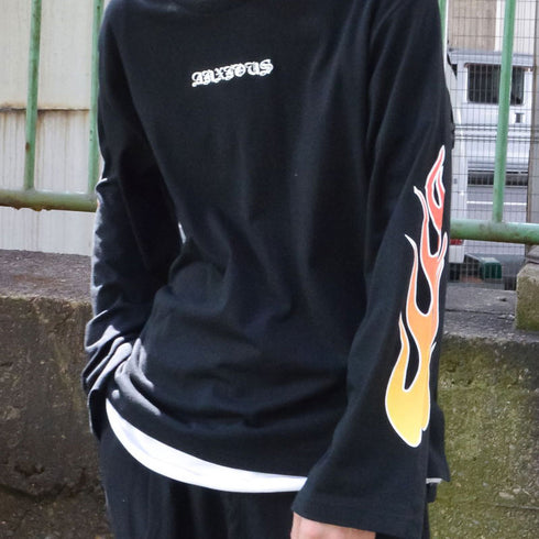 【MODISH GAZE】天竺 袖ゆるロンT(ファイヤー)