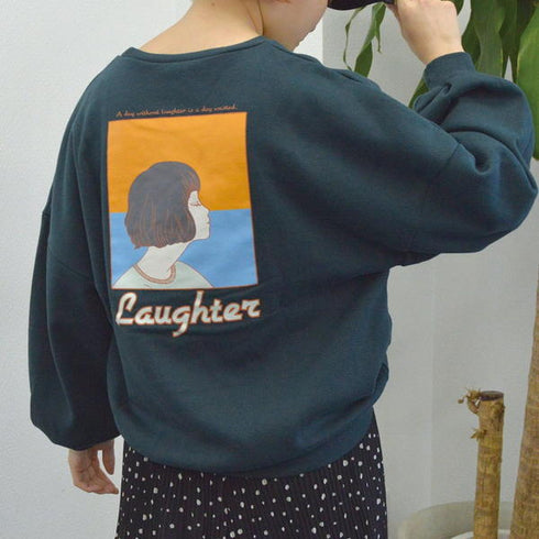 【spiritoso】裏起毛 ガールイラストプルオーバー