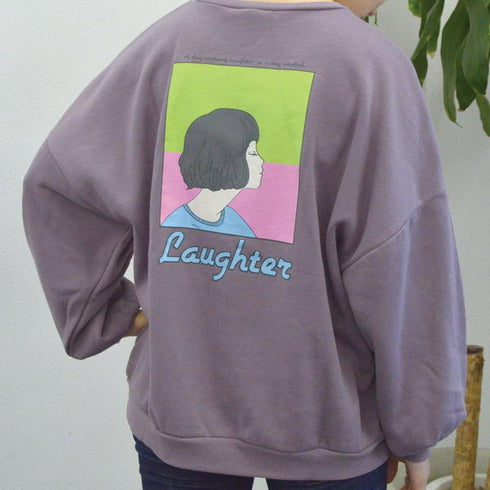 【spiritoso】裏起毛 ガールイラストプルオーバー