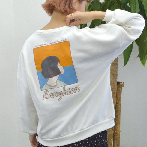 【spiritoso】裏起毛 ガールイラストプルオーバー