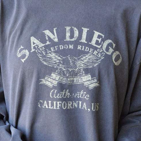 【spiritoso】ピグメントアーチロゴイーグルプリントロンT