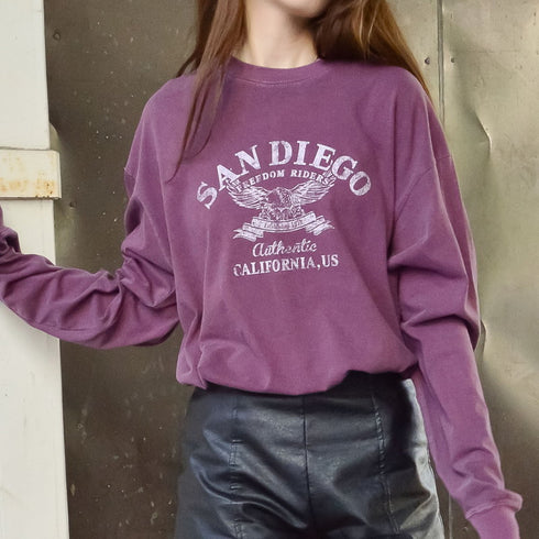 【spiritoso】ピグメントアーチロゴイーグルプリントロンT