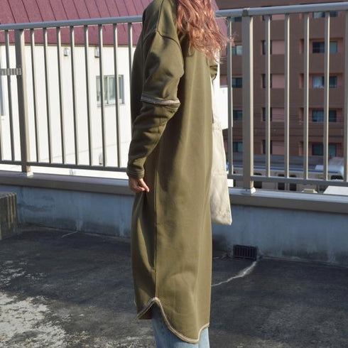 【spiritoso】配色ステッチ裏毛ワンピース