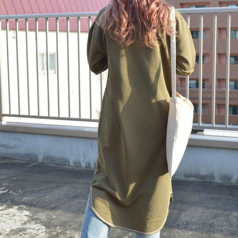 【spiritoso】配色ステッチ裏毛ワンピース