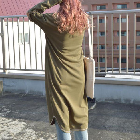 【spiritoso】配色ステッチ裏毛ワンピース