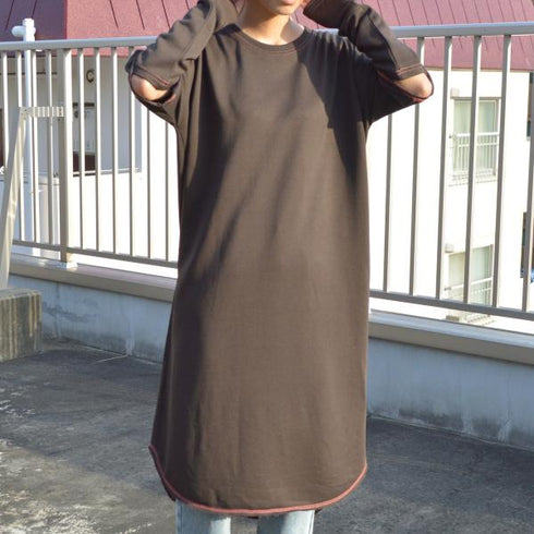 【spiritoso】配色ステッチ裏毛ワンピース