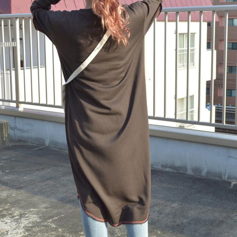 【spiritoso】配色ステッチ裏毛ワンピース