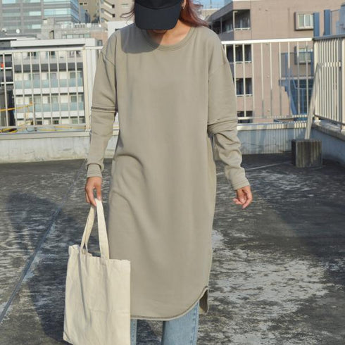 【spiritoso】配色ステッチ裏毛ワンピース