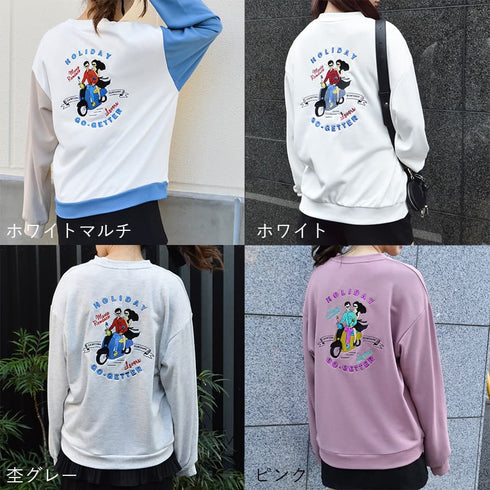 【spiritoso】ホリデースクータープリントトレーナー