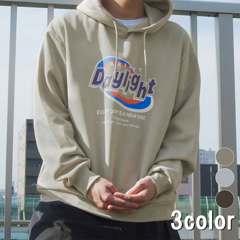 【spiritoso】daylightビッグプリント裏起毛パーカー