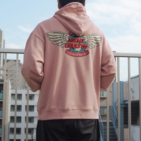 【spiritoso】ウイングさがら刺繍バックプリントパーカー