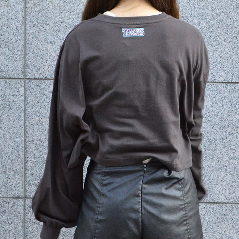 【spiritoso】カレッジロゴプリントクロップドロンT