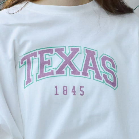 【spiritoso】カレッジロゴプリントクロップドロンT