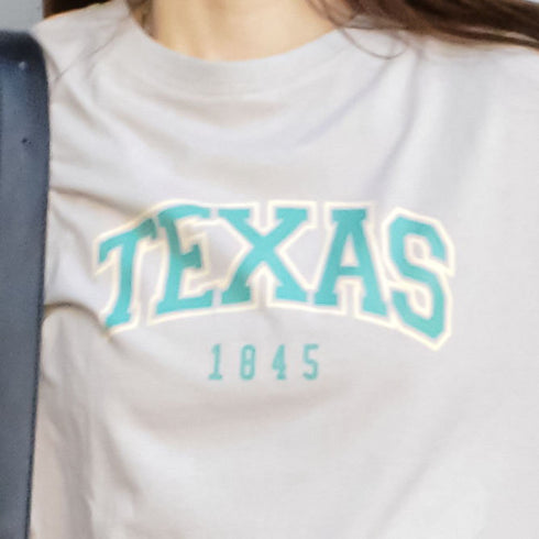 【spiritoso】カレッジロゴプリントクロップドロンT