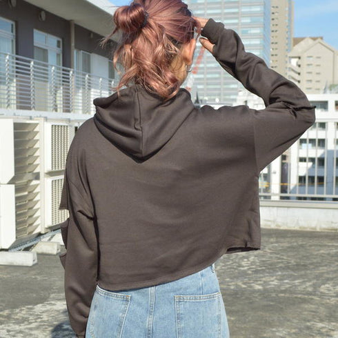 【spiritoso】袖スリットクロップドパーカー