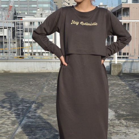 【spiritoso】レイヤード風スウェットワンピース