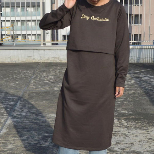 【spiritoso】レイヤード風スウェットワンピース