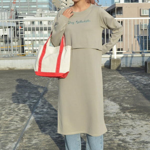 【spiritoso】レイヤード風スウェットワンピース