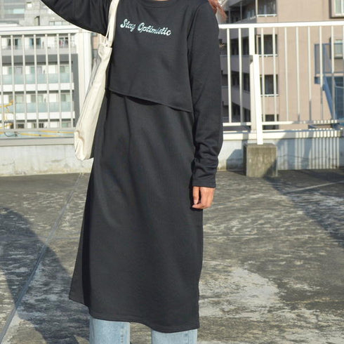 【spiritoso】レイヤード風スウェットワンピース