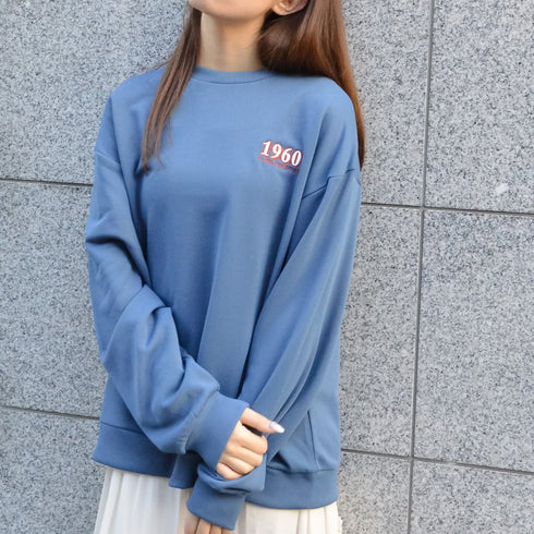 【spiritoso】バックサークルレトロプリントトレーナー