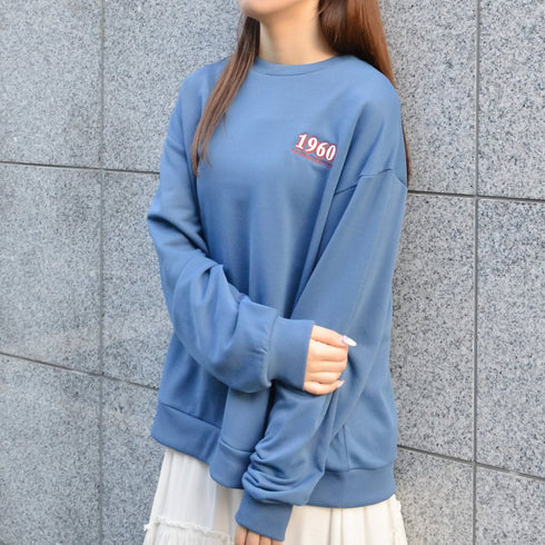 【spiritoso】バックサークルレトロプリントトレーナー