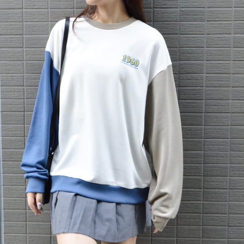 【spiritoso】バックサークルレトロプリントトレーナー