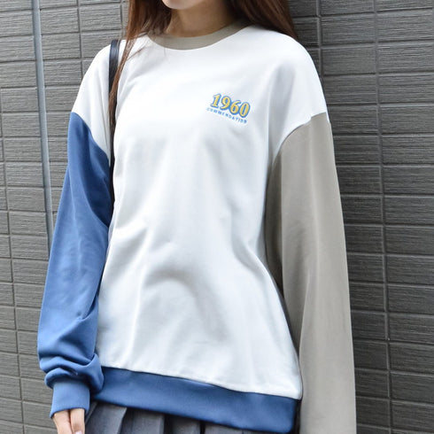 【spiritoso】バックサークルレトロプリントトレーナー