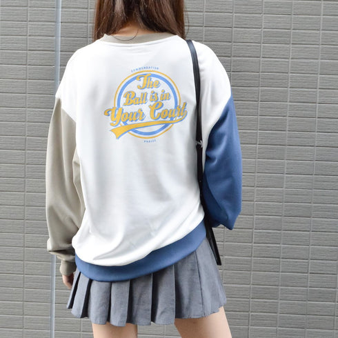 【spiritoso】バックサークルレトロプリントトレーナー