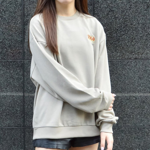 【spiritoso】バックサークルレトロプリントトレーナー