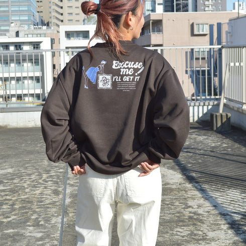 【spiritoso】レディバックプリント裏起毛プルオーバー