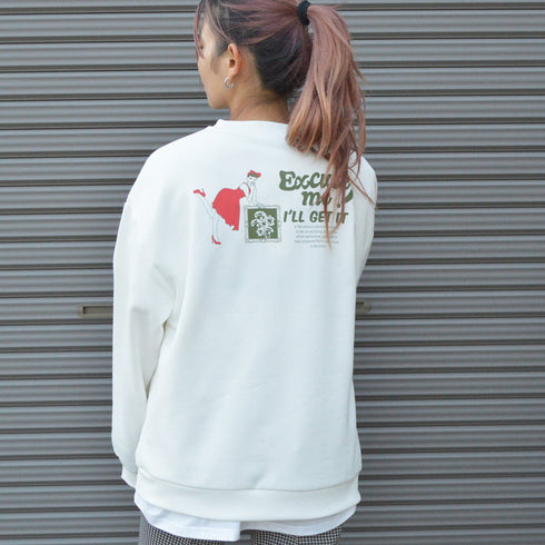 【spiritoso】レディバックプリント裏起毛プルオーバー