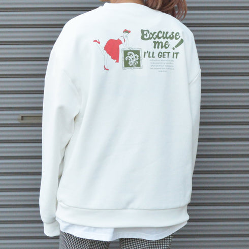 【spiritoso】レディバックプリント裏起毛プルオーバー