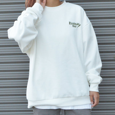 【spiritoso】レディバックプリント裏起毛プルオーバー