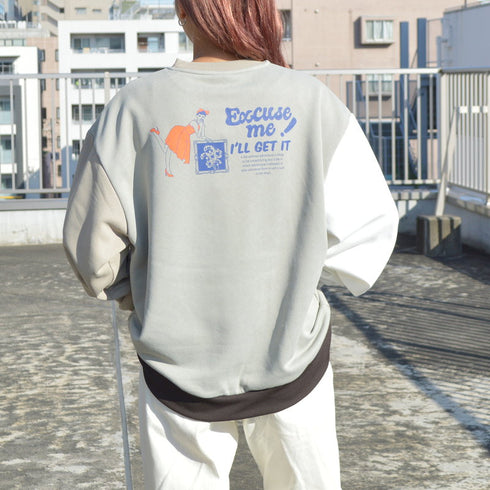 【spiritoso】レディバックプリント裏起毛プルオーバー