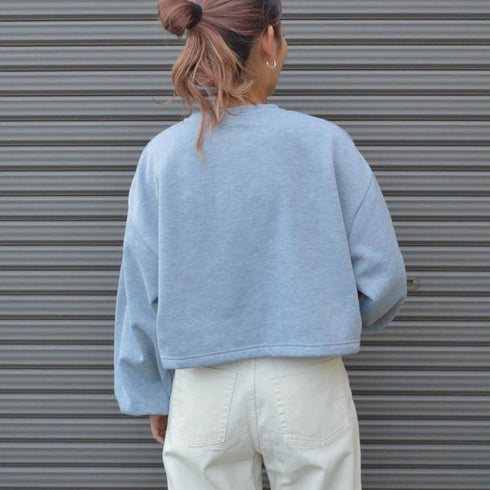 【spiritoso】怪獣カップルプリントクロップド裏起毛トップス