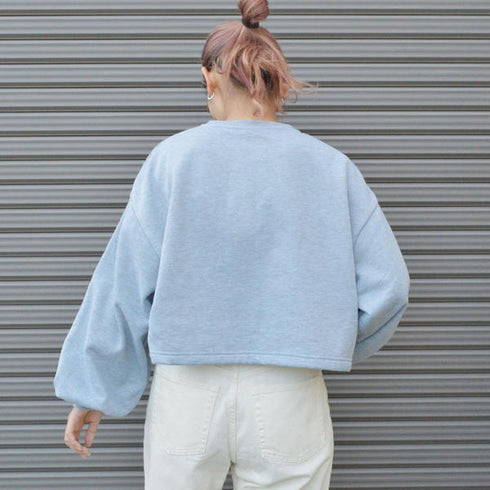 【spiritoso】怪獣カップルプリントクロップド裏起毛トップス