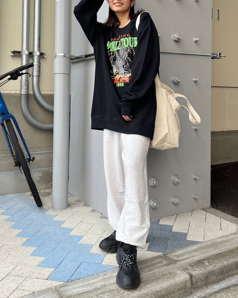 【MODISH GAZE】WORLD TOUR バンド風デザイン裏毛スウェット