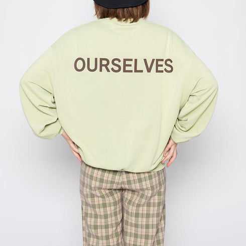【spiritoso】OURSELVESプリントビッグスウェットトレーナー