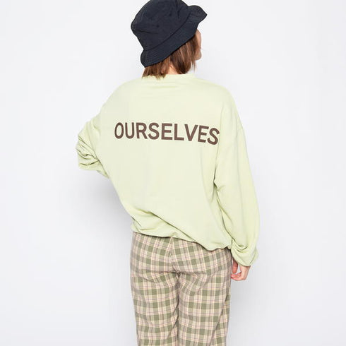 【spiritoso】OURSELVESプリントビッグスウェットトレーナー