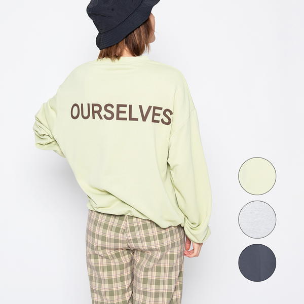 【spiritoso】OURSELVESプリントビッグスウェットトレーナー