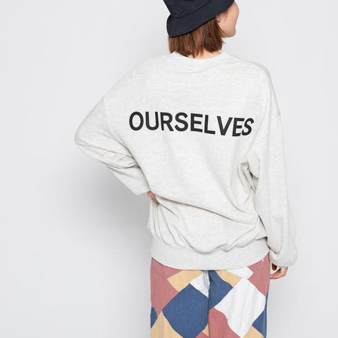 【spiritoso】OURSELVESプリントビッグスウェットトレーナー
