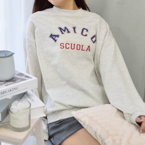【spiritoso】AMICOプリントビッグスウェットトレーナー