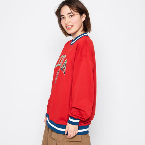 【spiritoso】サテン刺繍ビッグスウェットトレーナー