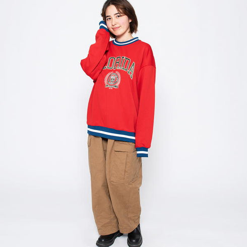 【spiritoso】サテン刺繍ビッグスウェットトレーナー