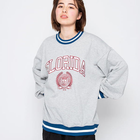 【spiritoso】サテン刺繍ビッグスウェットトレーナー