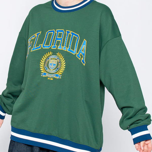 【spiritoso】サテン刺繍ビッグスウェットトレーナー