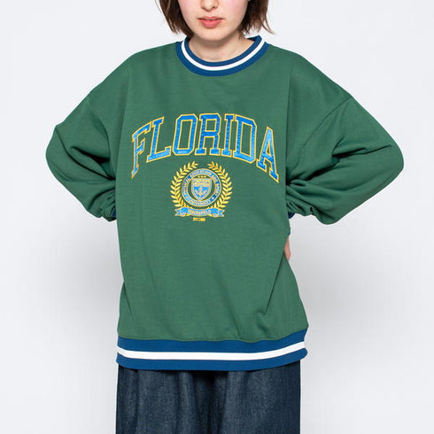 【spiritoso】サテン刺繍ビッグスウェットトレーナー