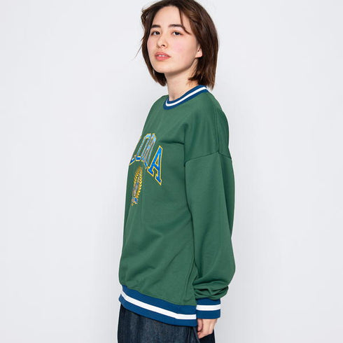 【spiritoso】サテン刺繍ビッグスウェットトレーナー