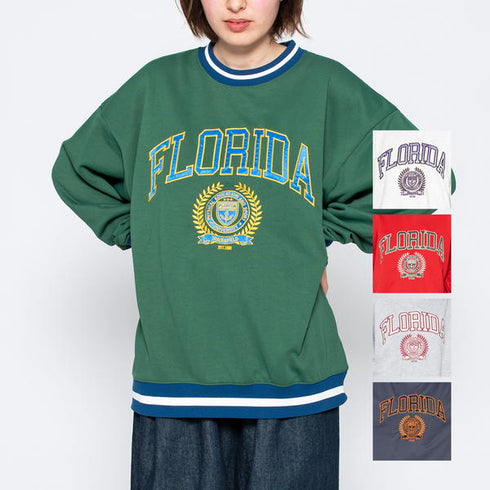 【spiritoso】サテン刺繍ビッグスウェットトレーナー