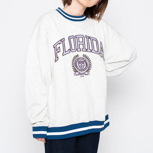 【spiritoso】サテン刺繍ビッグスウェットトレーナー